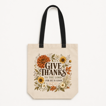 Give Thanks to the Lord Canvas Tote Bag