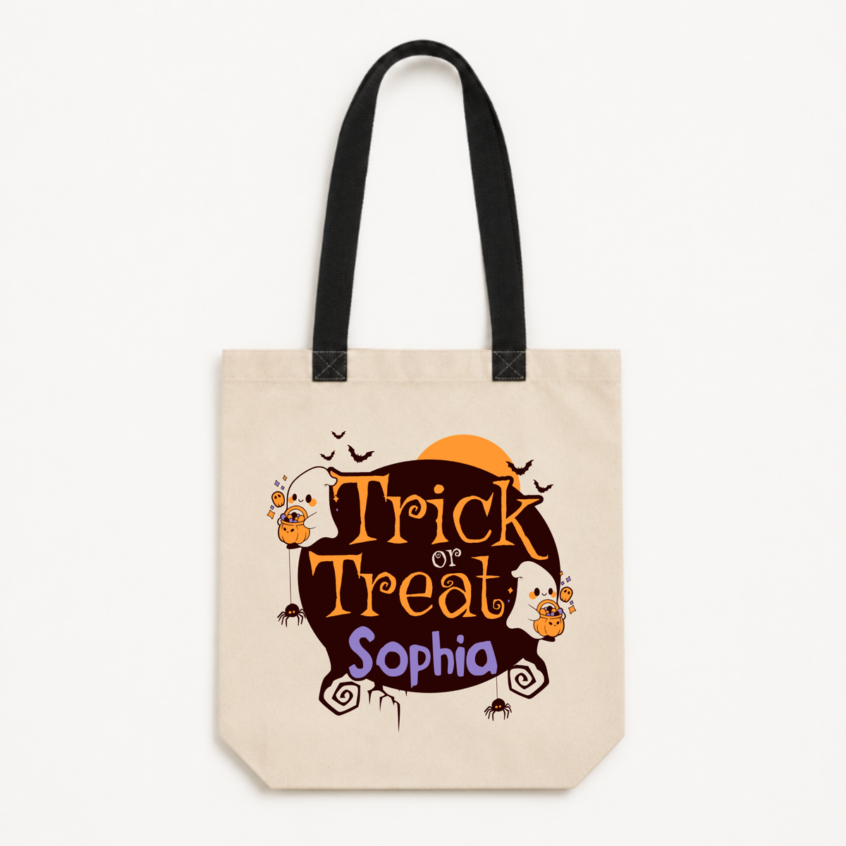 Personalized Spooky Trick or Treat Canvas Tote Bag