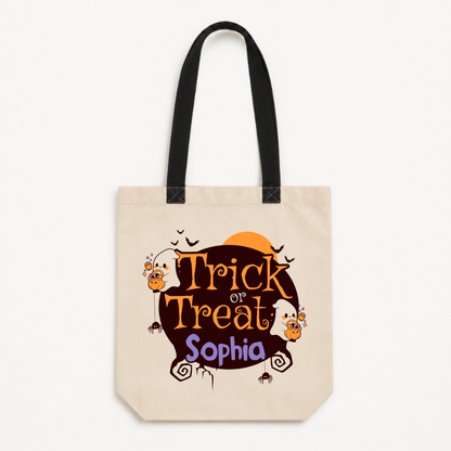 Personalized Spooky Trick or Treat Canvas Tote Bag