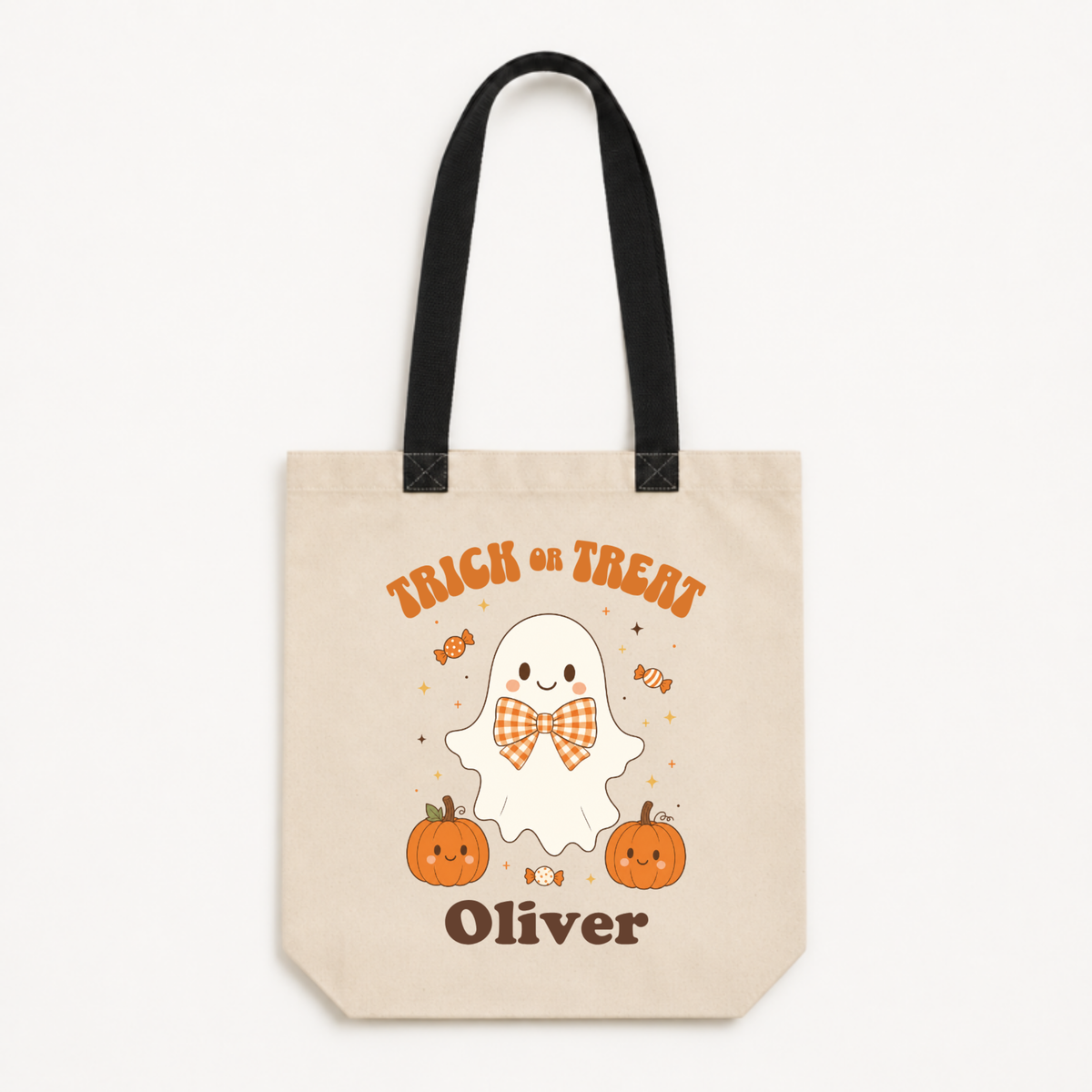 Personalized Ghost Trick or Treat Canvas Tote Bag
