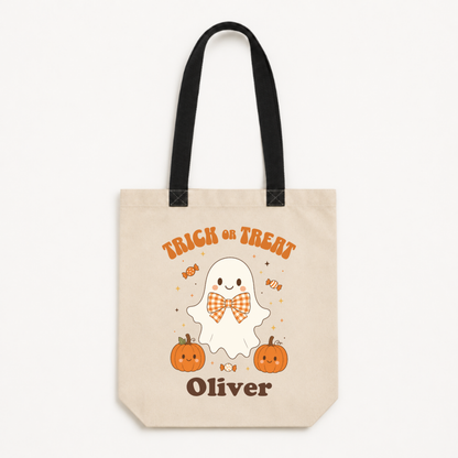 Personalized Ghost Trick or Treat Canvas Tote Bag