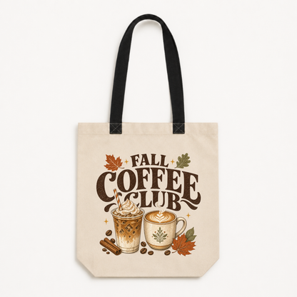 Fall Coffee Club Canvas Tote Bag