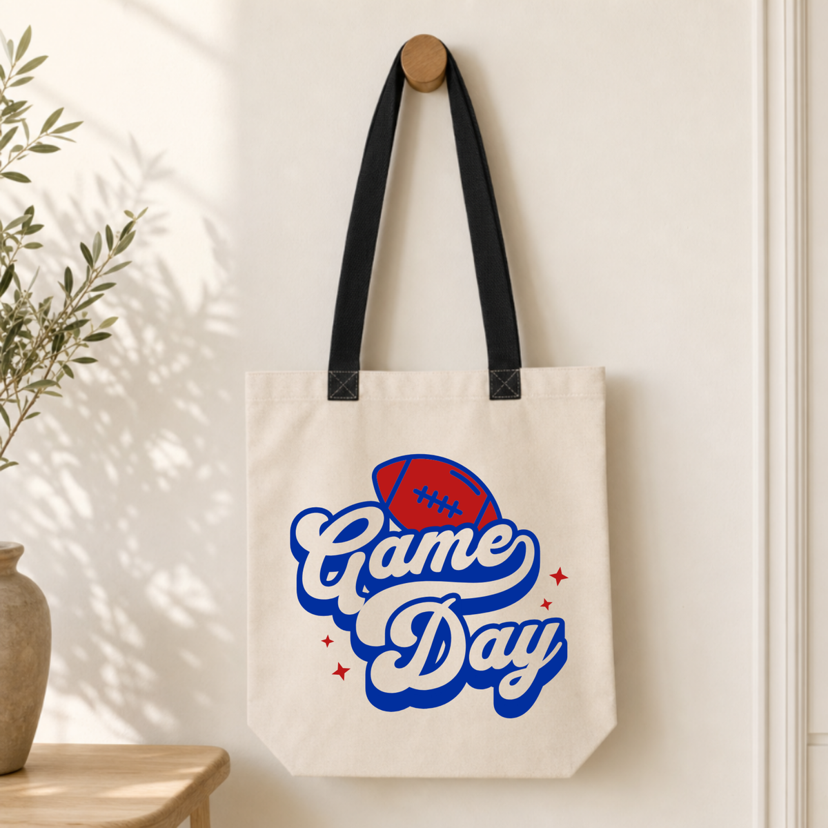 Personalized Game Day Canvas Tote Bag