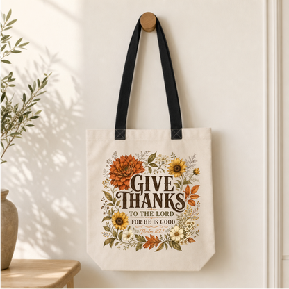 Give Thanks to the Lord Canvas Tote Bag