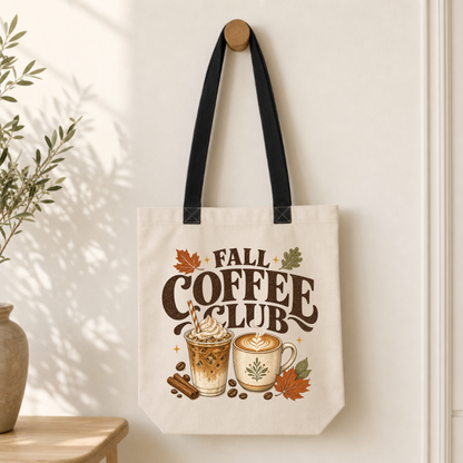 Fall Coffee Club Canvas Tote Bag