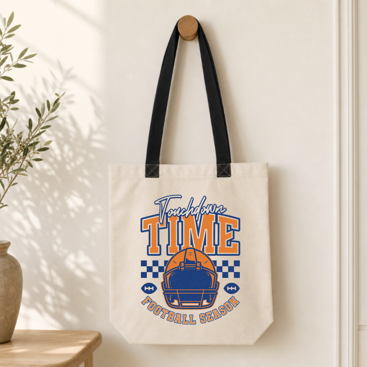 Personalized Touchdown Time Canvas Tote Bag